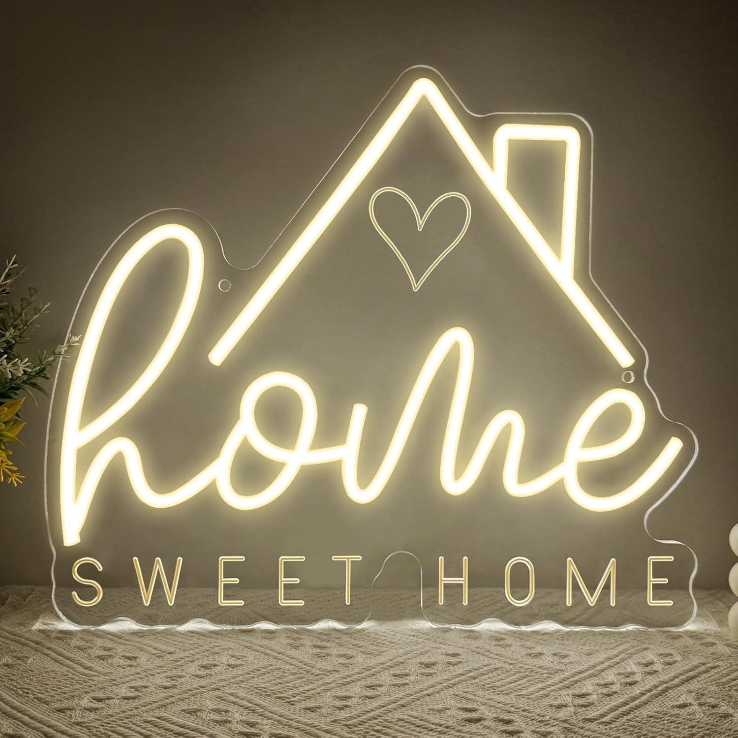 Home Decor Gift - ป้ายไฟนีออน Sweet Home ไฟ LED ปรับความสว่างได้ผ่านพอร์ต