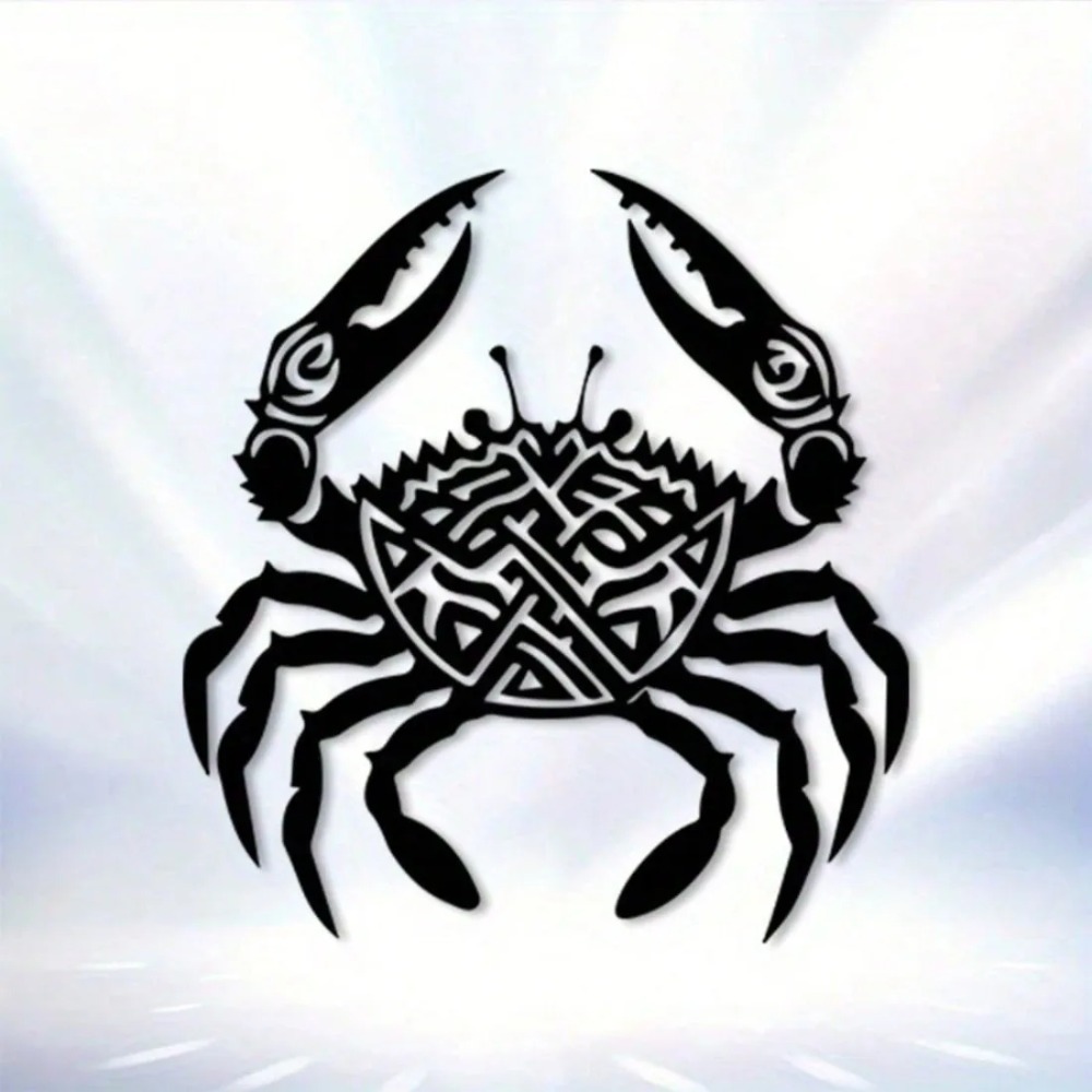 Home Decor Nautical - ของตกแต่งผนังโลหะรูปปู ลวดลายชนเผ่า ภาพเงาปู งานศิลปะติดผนังเหล็ก ของตกแต่งรูปสัตว์ทะเลสำหรับตกแต่งบ้านในธีมทะเล