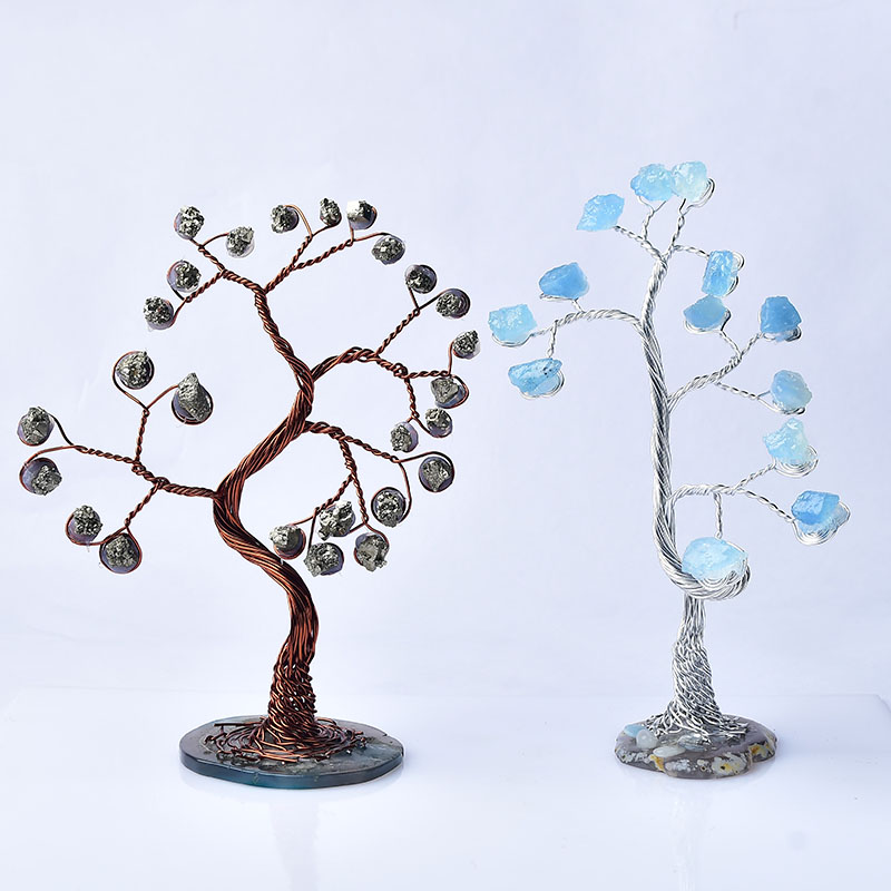 Home Decor Locations - 1PC ธรรมชาติ Aquamarine Pyrite Tree Of