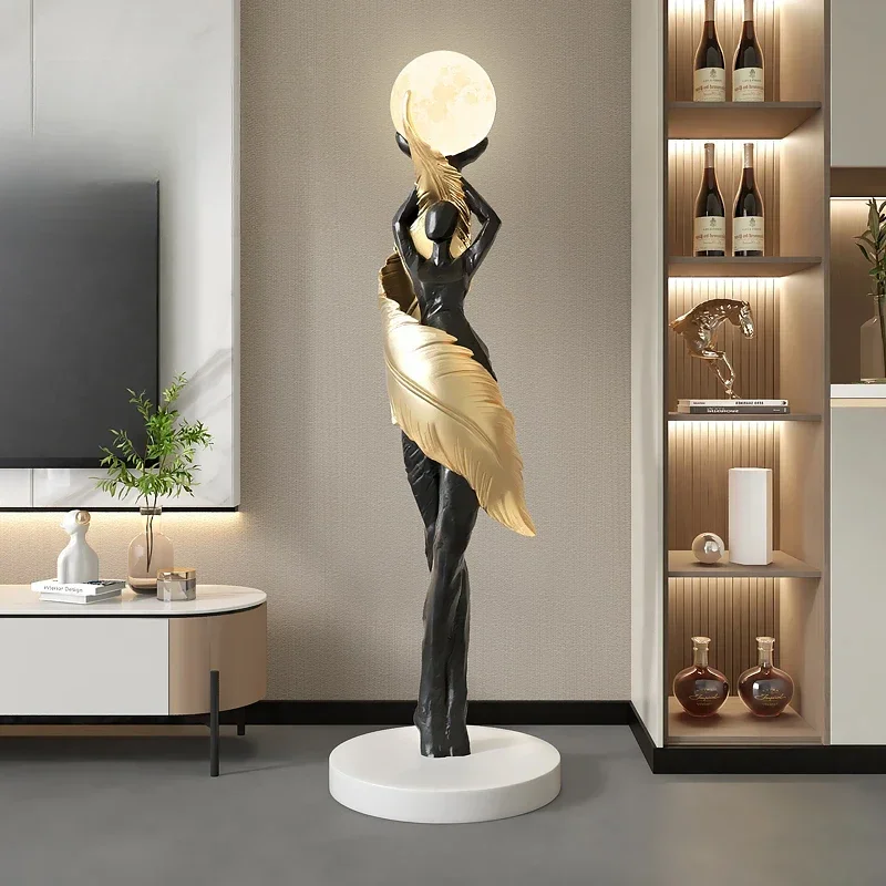 Abstract Sculpture Resin - ประติมากรรมตกแต่งบ้านรูปสาวน้อยขนนกสไตล์โมเดิร์นแบบพกพา ขนาดใหญ่ สำหรับตกแต่งพื้นห้องนั่งเล่น ทำจากเรซิน