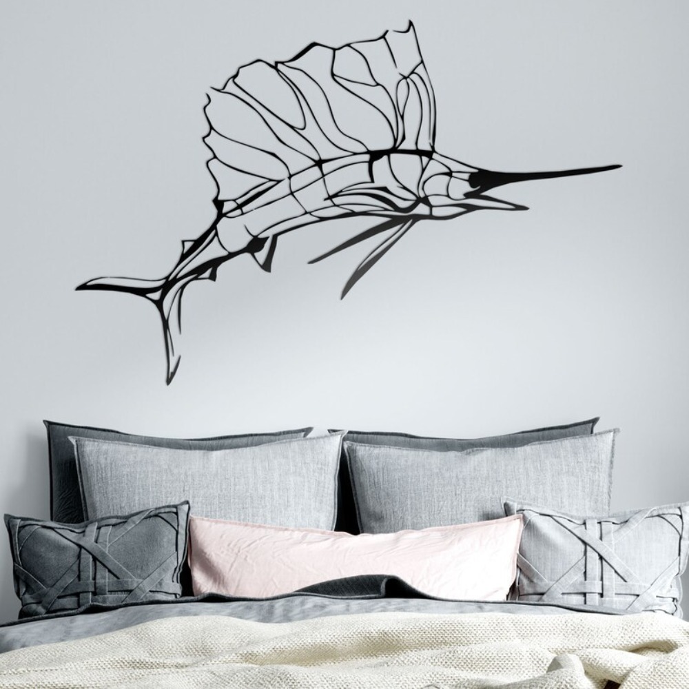 Home Decor Nautical - งานศิลปะโลหะติดผนังรูปปลาดาบ ตัดด้วยเลเซอร์ สำหรับตกแต่งบ้าน