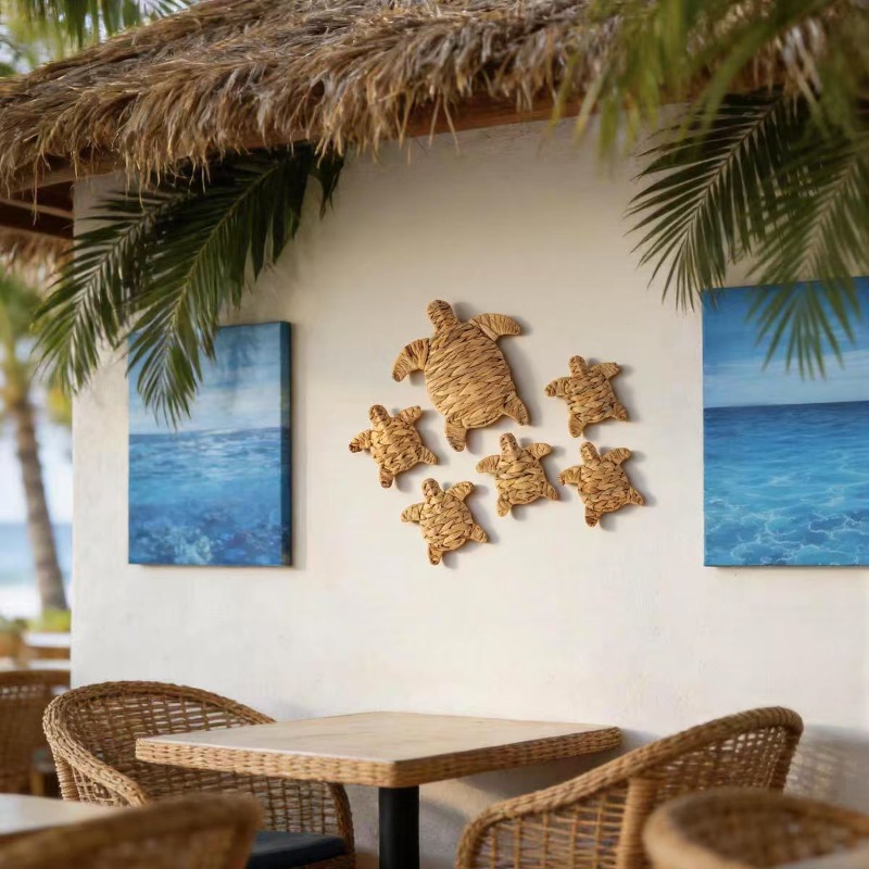 Home Decor Nautical - งานฝีมือโครเชต์รูปเต่าแขวนผนัง สไตล์โบโฮ ตกแต่งเต่าทะเล สำหรับงานปาร์ตี้ วันหยุด ห้องนั่งเล่น