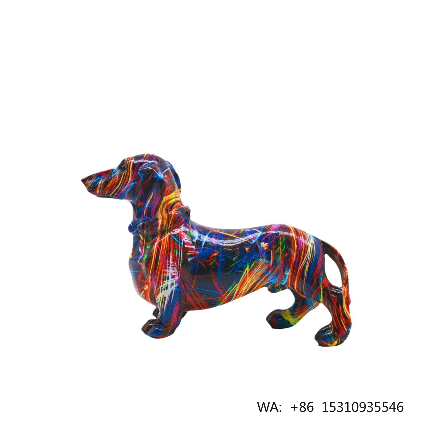 Home Decor Resin - รูปปั้นสุนัขเรซิ่นสไตล์กราฟฟิตี ของตกแต่งบ้านสมัยใหม่ รูปปั้นสัตว์ แอคชั่นฟิกเกอร์ รูปปั้นสุนัขพันธุ์ดัชชุนด์