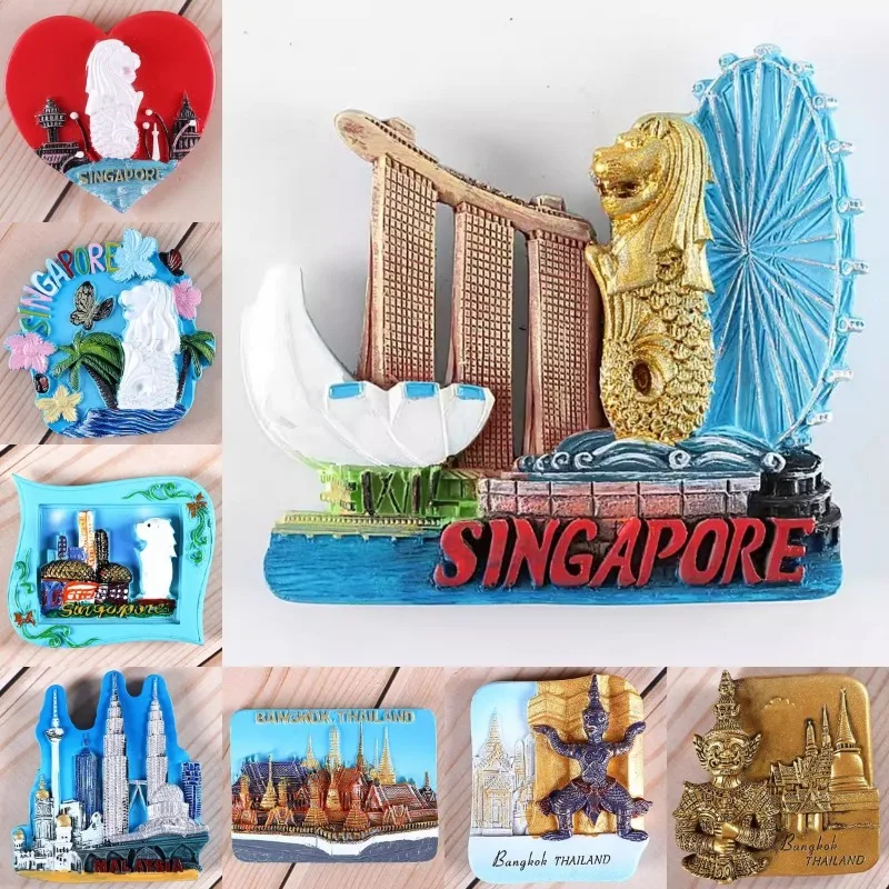 Home Decor Malaysia - ของที่ระลึกการเดินทางของสิงคโปร์แม่เหล็กติดตู้เย็นไทยมาเลเซียกัวลาลัมเปอร์ของขวัญแต่งงานการตกแต่งบ้านแม่เหล็กตู้เย็น