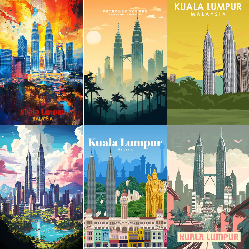 Home Decor Malaysia - กัวลาลัมเปอร์ มาเลเซีย สถานที่ท่องเที่ยว โปสเตอร์ ป้ายโลหะ ป้ายดีบุก