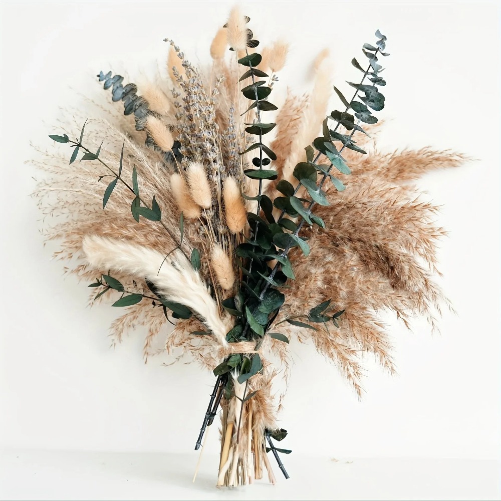 Pampas Grass Decor - 80 ชิ้นดอกไม้แห้งธรรมชาติช่อดอกไม้ตกแต่งบ้าน Pampas Reeds หญ้ากระต่ายหางช่อดอกไม้ Boho