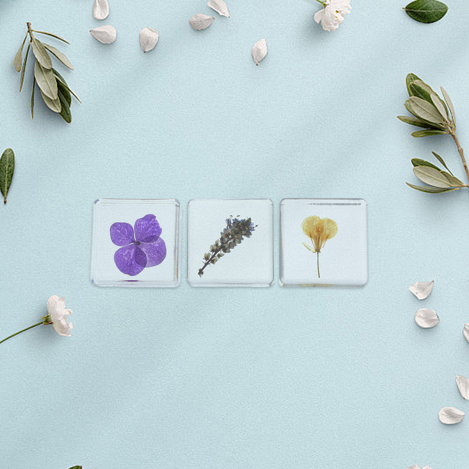 Home Decor Resin - ชุด 3 ชิ้น ตัวอย่างดอกไม้เรซินหลากสี สำหรับการศึกษา ตกแต่งบ้าน