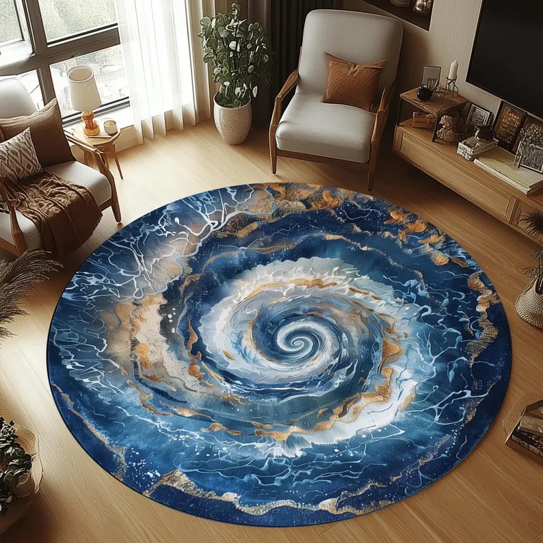 Home Decor Trend 2026 - พรมกลมลายหมีขั้วโลก 2 มิติ พรมปูพื้นลายถ้ำน้ำแข็ง ลายสัตว์ป่า กันลื่น