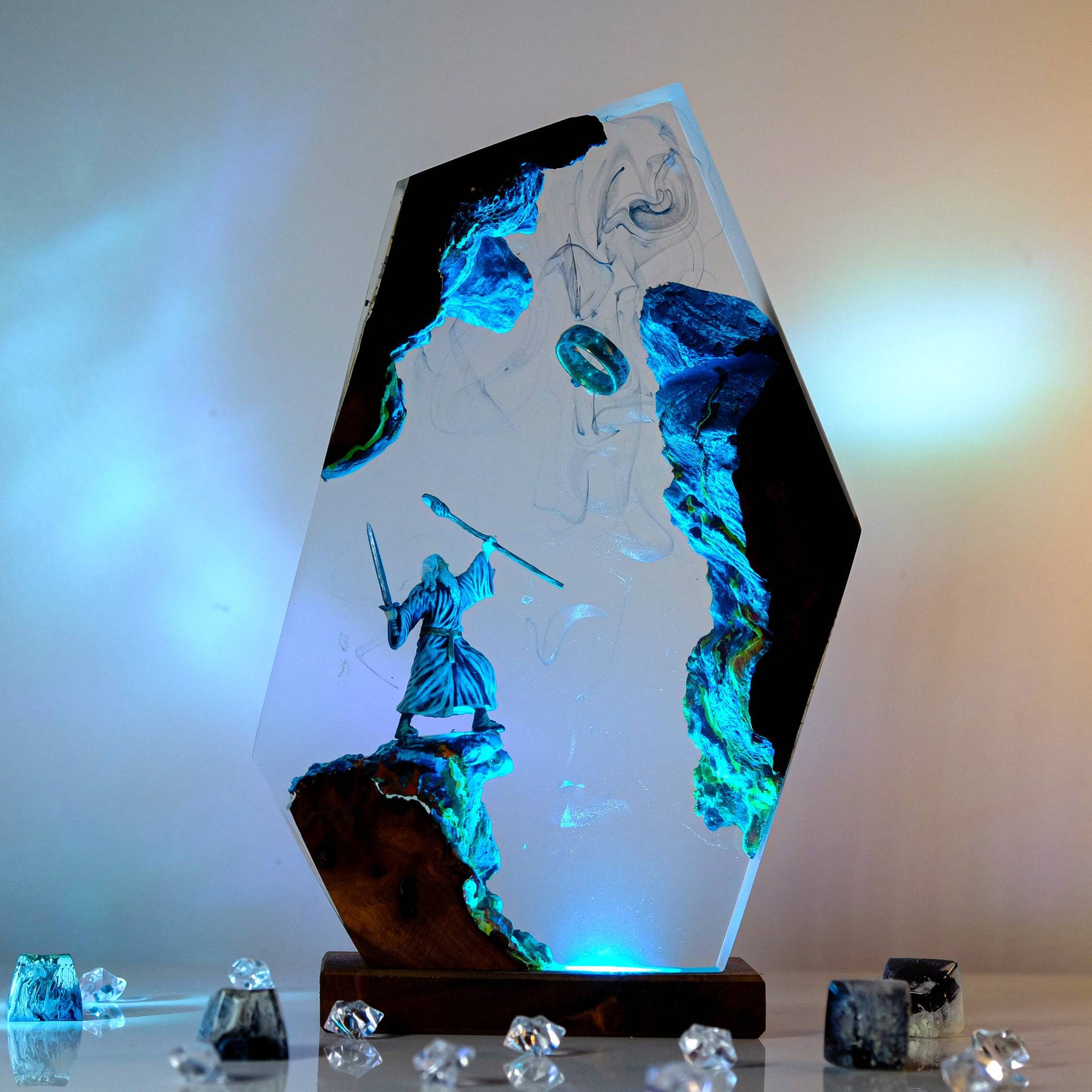 Home Decor Resin - โคมไฟเรซิ่นรูปฉากภาพยนตร์ แหวนมหัศจรรย์ แสงสีสันสวยงาม ไฟกลางคืน ตกแต่งบ้าน สไตล์ศิลปะสร้างสรรค์