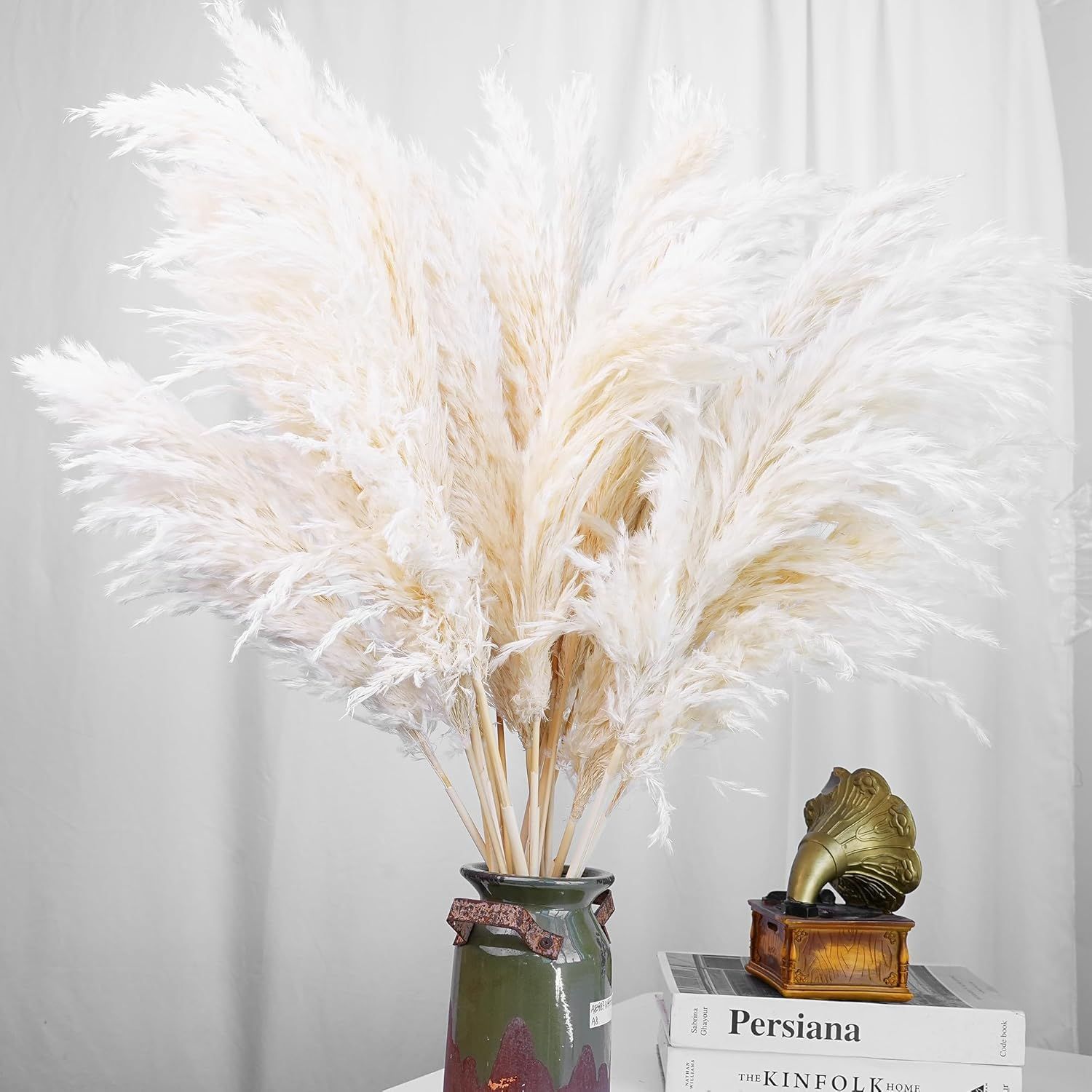 Pampas Grass Decor - หญ้าแพมพัสสีขาว 30 ชิ้นสำหรับตกแต่งบ้าน - ของตกแต่งสไตล์โบโฮสุดหรู -