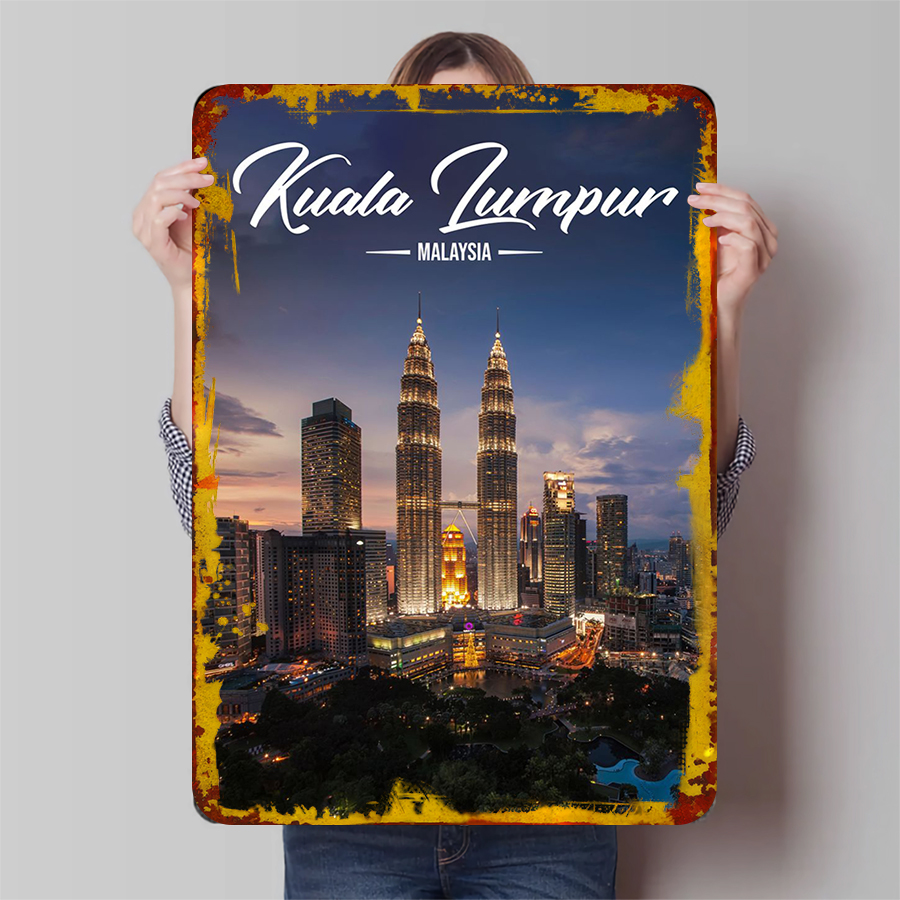 Home Decor Malaysia - กัวลาลัมเปอร์มาเลเซีย Petronas Twin Towers Skyline Metal