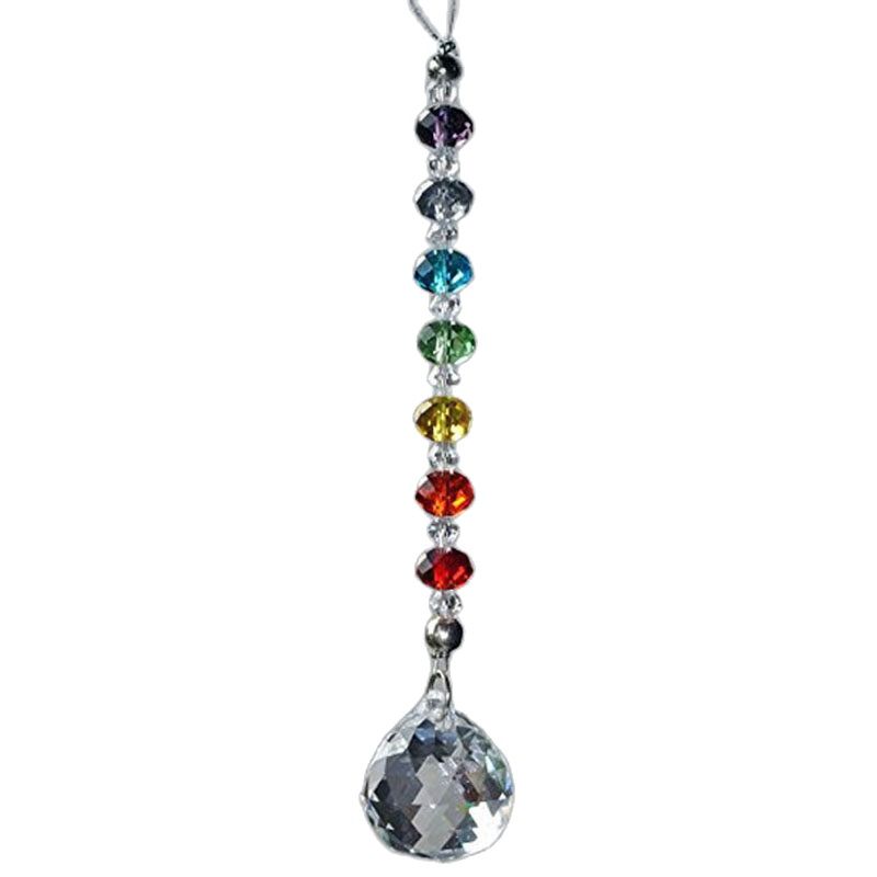 Crystal Sun Catcher - 1ชิ้น20มม. ลูกคริสตัลปริซึมจักระลูกปัดสีรุ้งจี้ hiasan Taman rumah