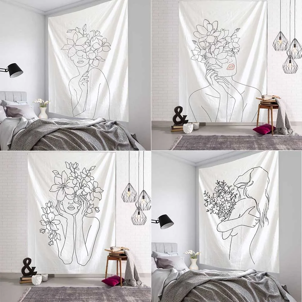 Home Decor Yoga - เสื่อโยคะปิกนิกแขวนผนังสีขาวศิลปะพรมแขวนผนังแบบเรียบง่าย hiasan kamar บ้าน