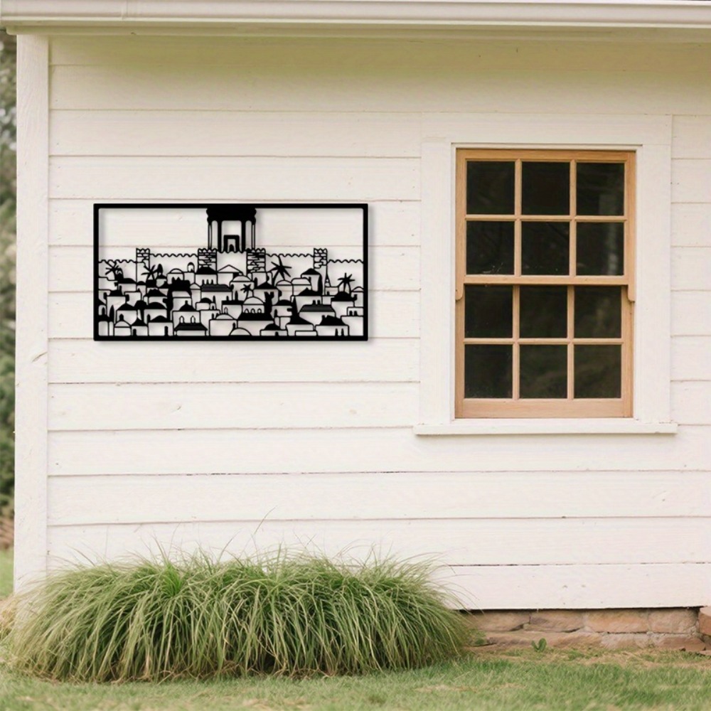 Home Decor Gift - CIFBUY งานศิลปะติดผนังโลหะ รูปปั้นเยรูซาเล็ม ตกแต่งบ้านสไตล์วัฒนธรรมยิว งานฝีมือเหล็กกันสนิม ของตกแต่งแขวนผนัง