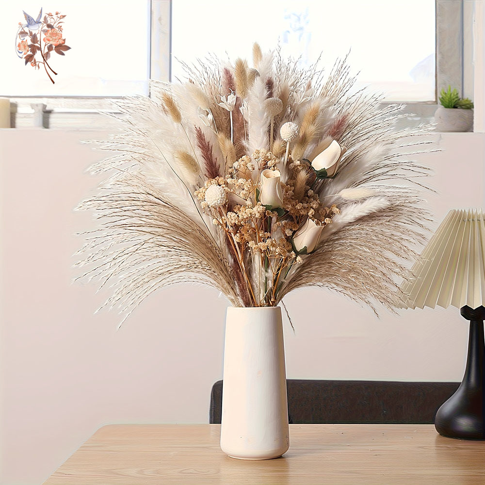 ช่อดอกไม้แห้งประดิษฐ์ 80 ชิ้น  - Pampas Grass Decor บทวิจารณ์และราคา