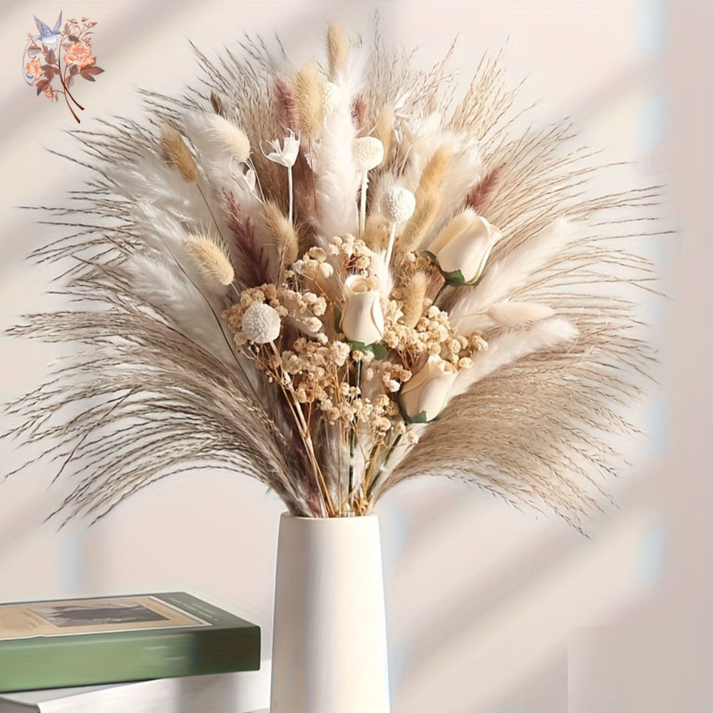 ช่อดอกไม้แห้งประดิษฐ์ 80 ชิ้น  - Pampas Grass Decor บทวิจารณ์และราคา