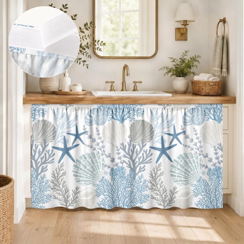 VIKAMA ผ้าม่านใต้ซิงค์ลายเปลือ - Home Decor Nautical บทวิจารณ์และราคา