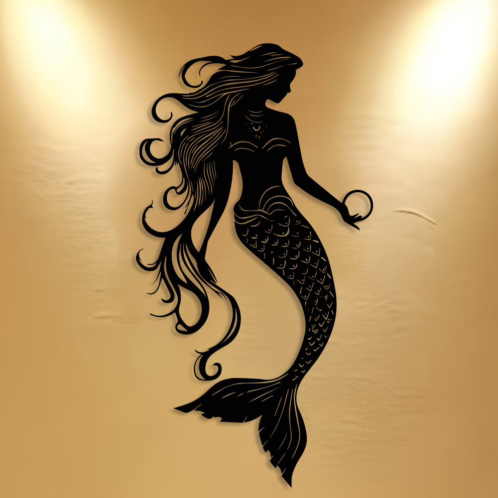 ศิลปะติดผนังโลหะรูปนางเงือกสุด - Home Decor Nautical บทวิจารณ์และราคา
