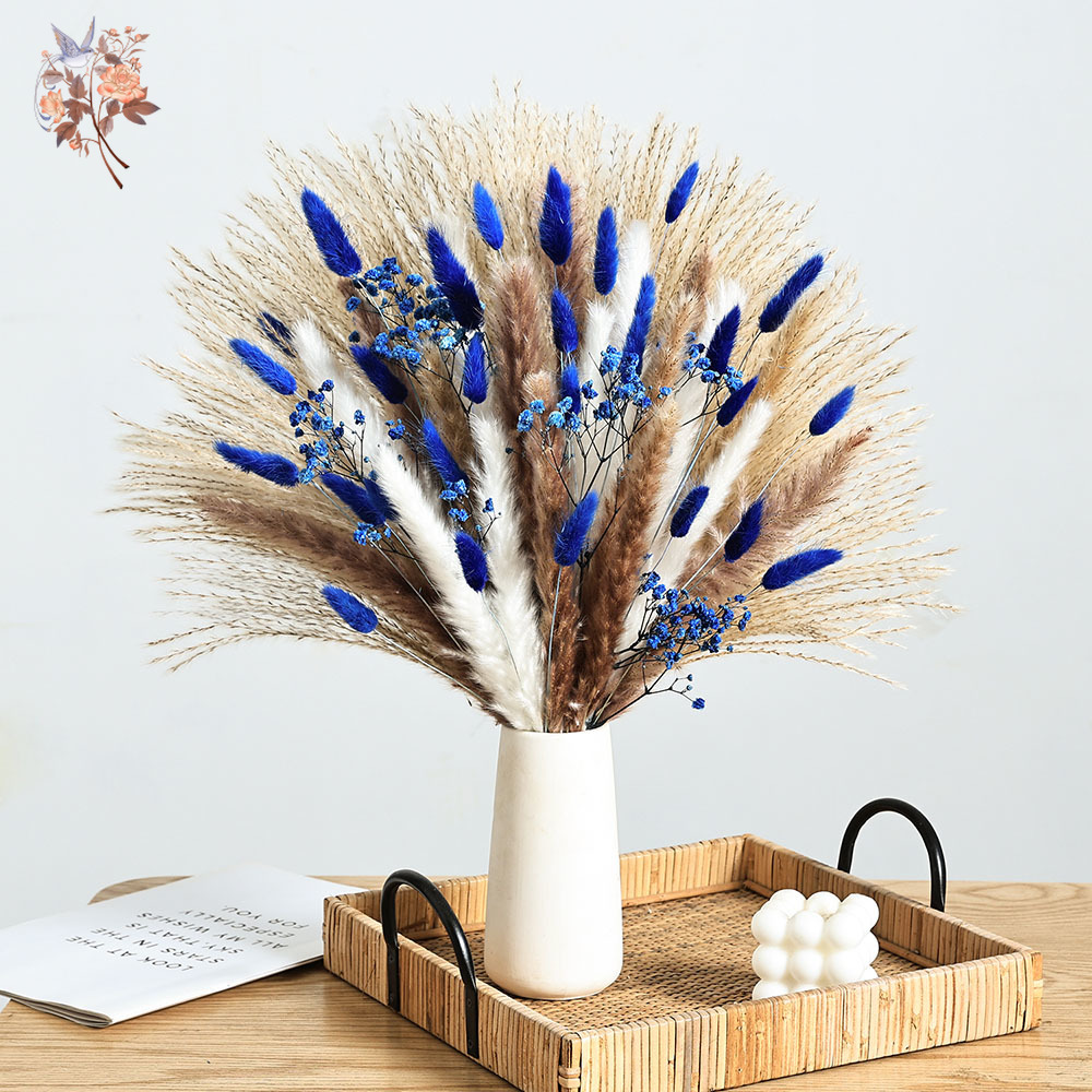 70 Stem Blue Fluffly หางกระต่า - Pampas Grass Decor บทวิจารณ์และราคา