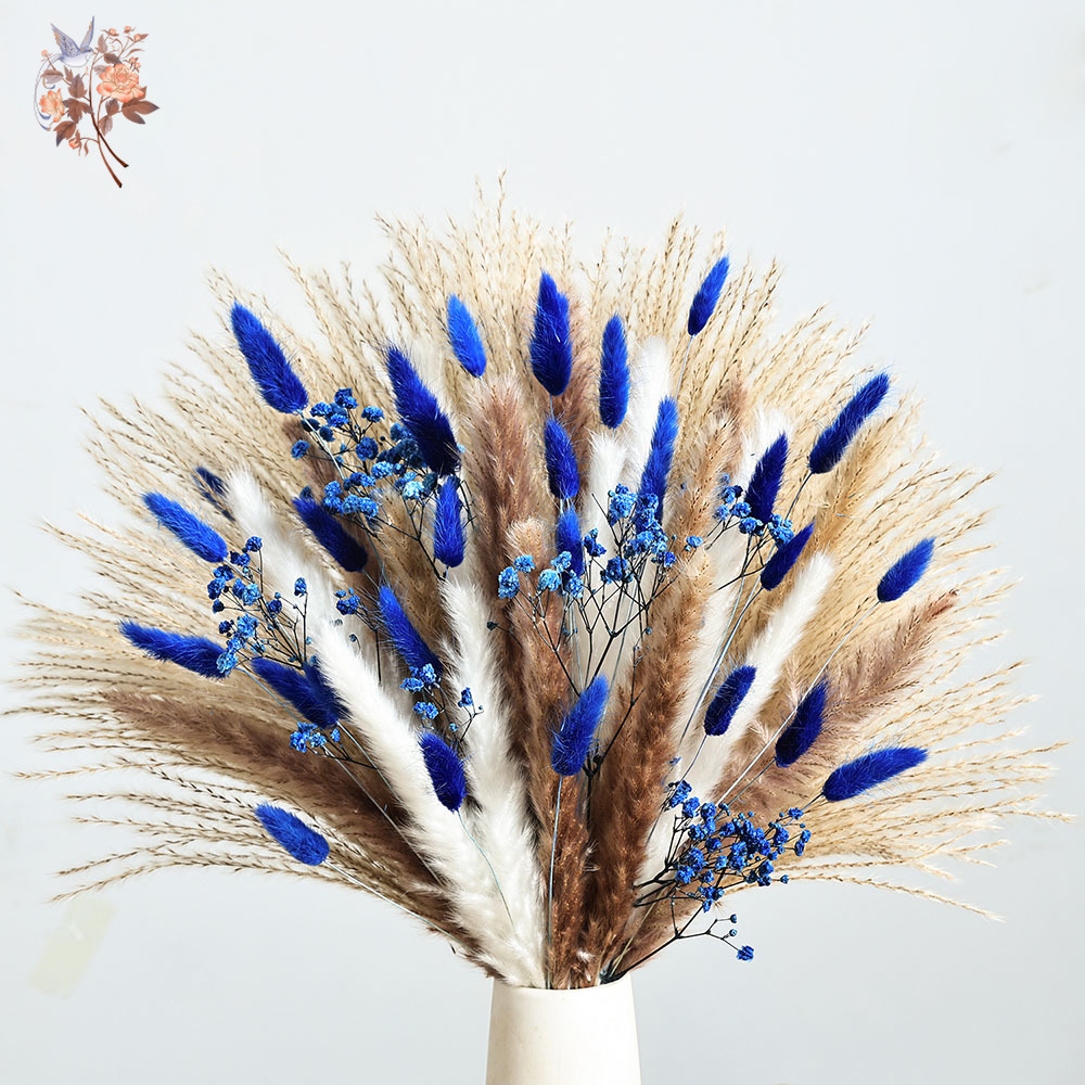 70 Stem Blue Fluffly หางกระต่า - Pampas Grass Decor บทวิจารณ์และราคา