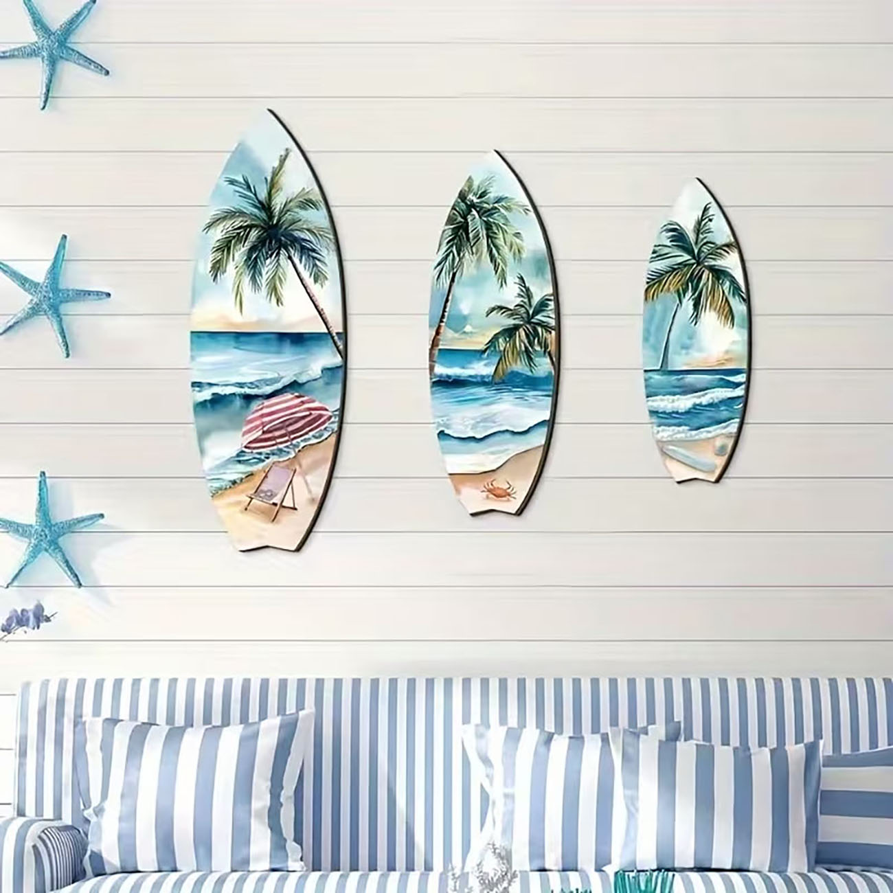 ชุดงานศิลปะติดผนังไม้รูปกระดาน - Home Decor Nautical บทวิจารณ์และราคา