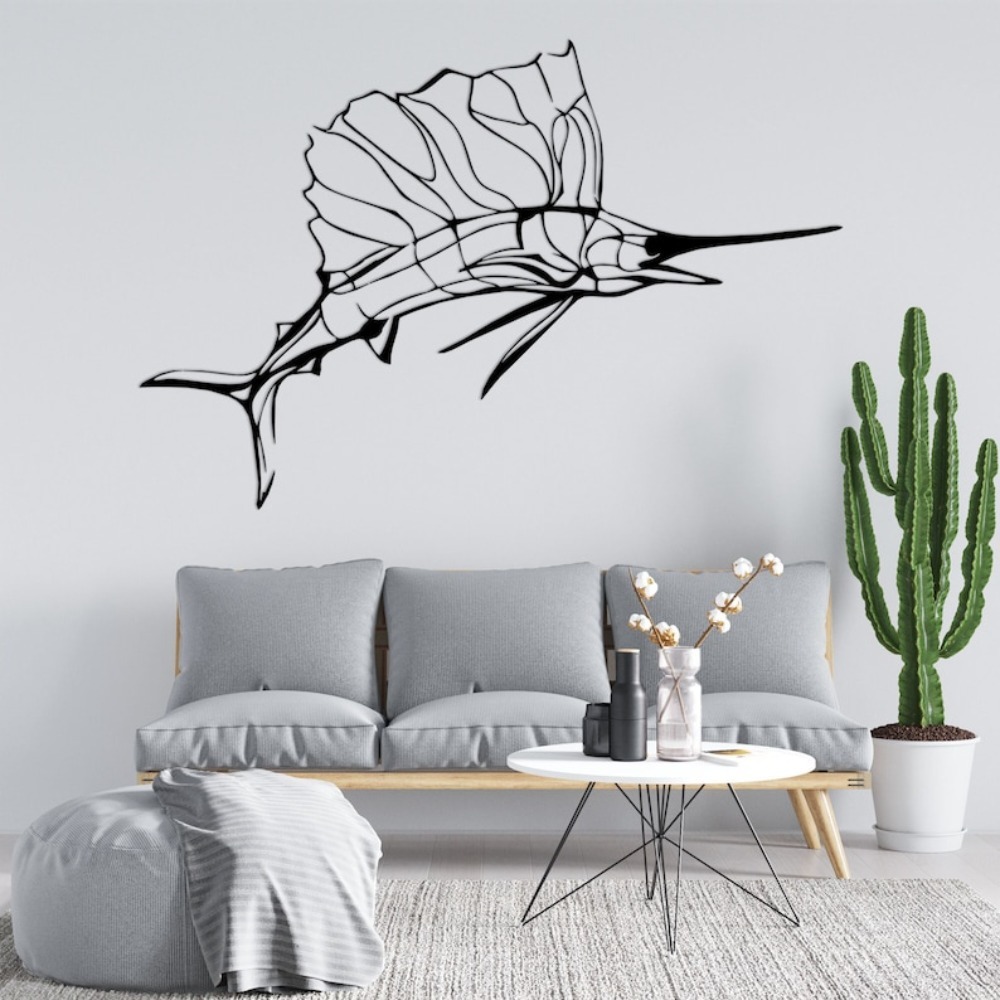งานศิลปะโลหะติดผนังรูปปลาดาบ ต - Home Decor Nautical บทวิจารณ์และราคา