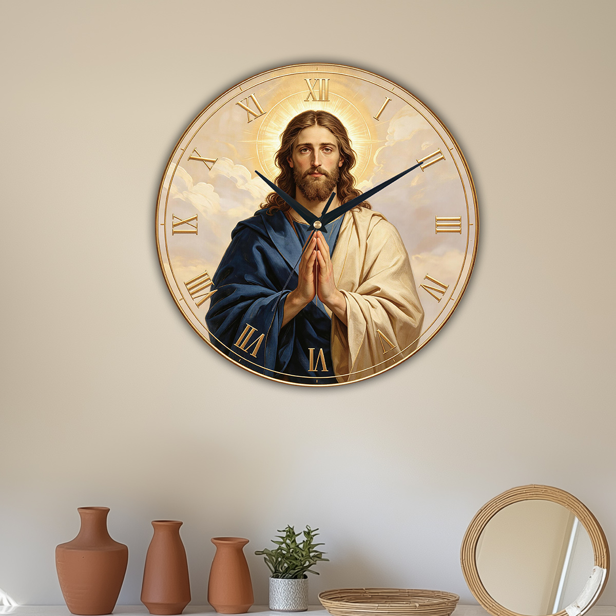 นาฬิกาแขวนผนังไม้ลายท่าทางสวดม - Home Decor Locations บทวิจารณ์และราคา