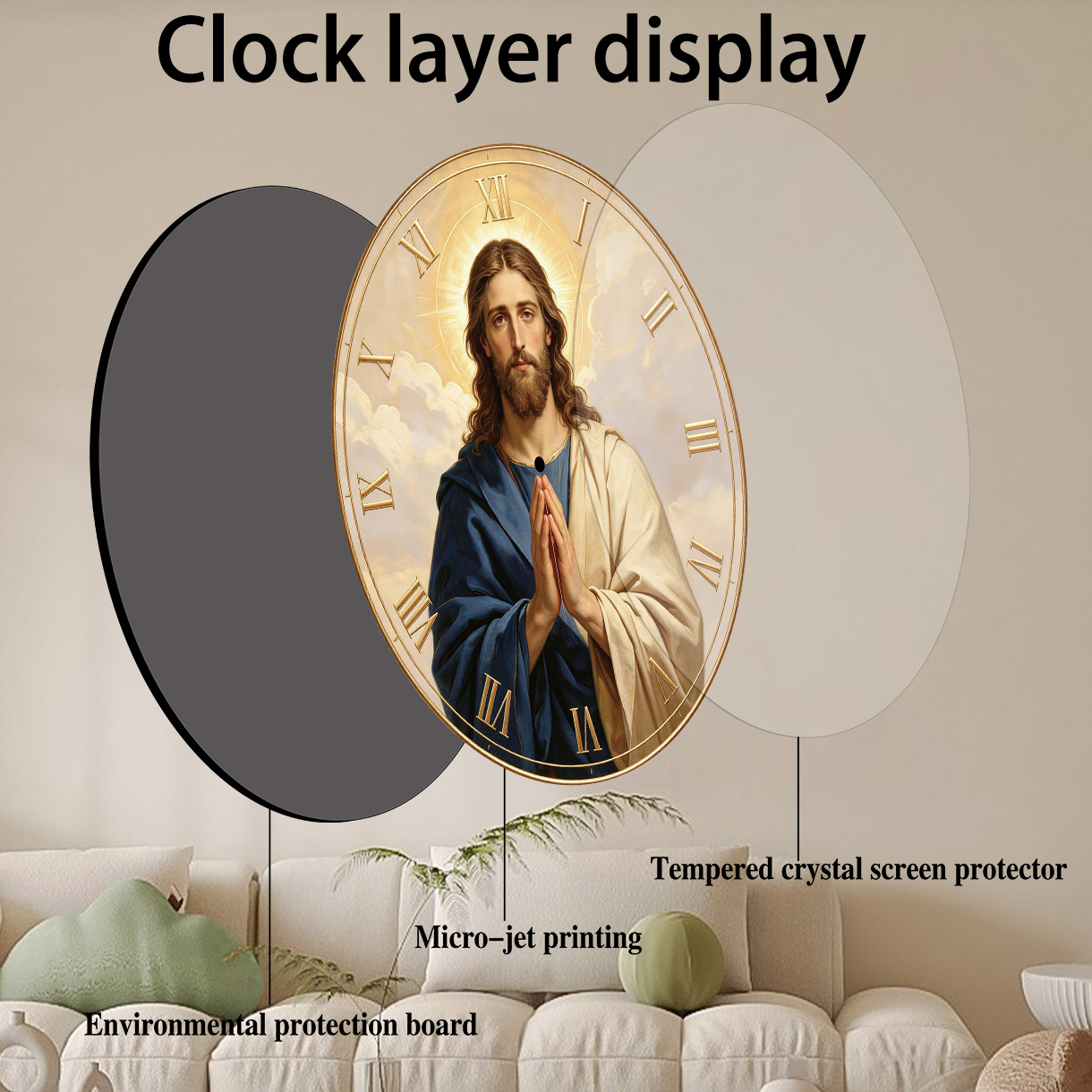 นาฬิกาแขวนผนังไม้ลายท่าทางสวดม - Home Decor Locations บทวิจารณ์และราคา