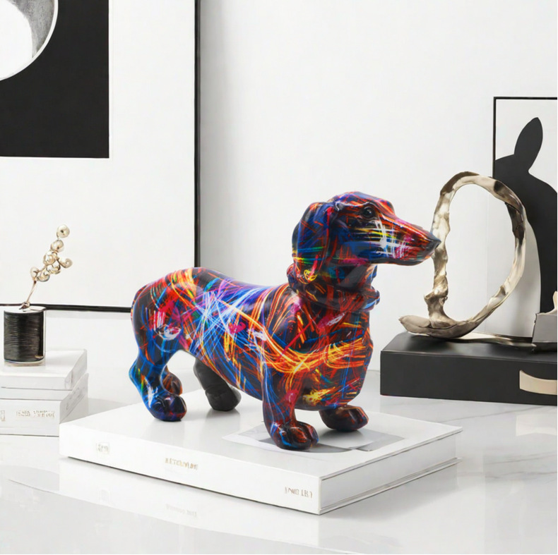 รูปปั้นสุนัขเรซิ่นสไตล์กราฟฟิต - Home Decor Resin บทวิจารณ์และราคา