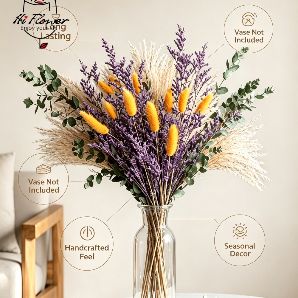 ดอกไม้แห้งธรรมชาติ แพมพัสกราส  - Pampas Grass Decor บทวิจารณ์และราคา