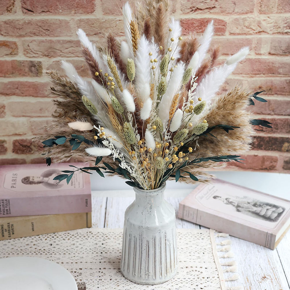 ช่อดอกหญ้าแพมพัสแห้ง 100 ชิ้น  - Pampas Grass Decor บทวิจารณ์และราคา