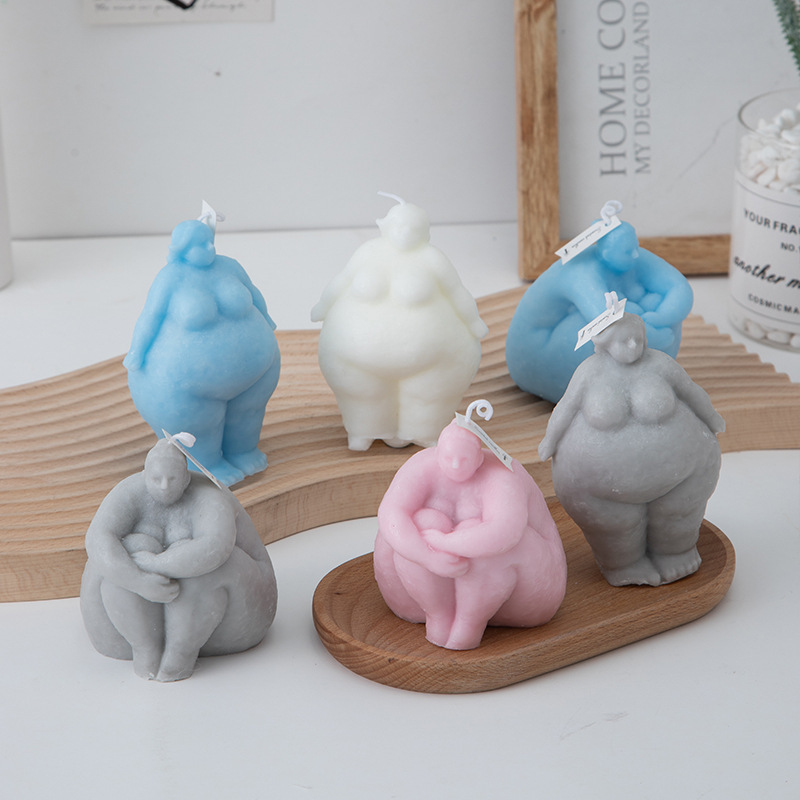 3D ผู้หญิงอ้วน/ชายภาพเทียนแม่พ - Abstract Sculpture Resin บทวิจารณ์และราคา