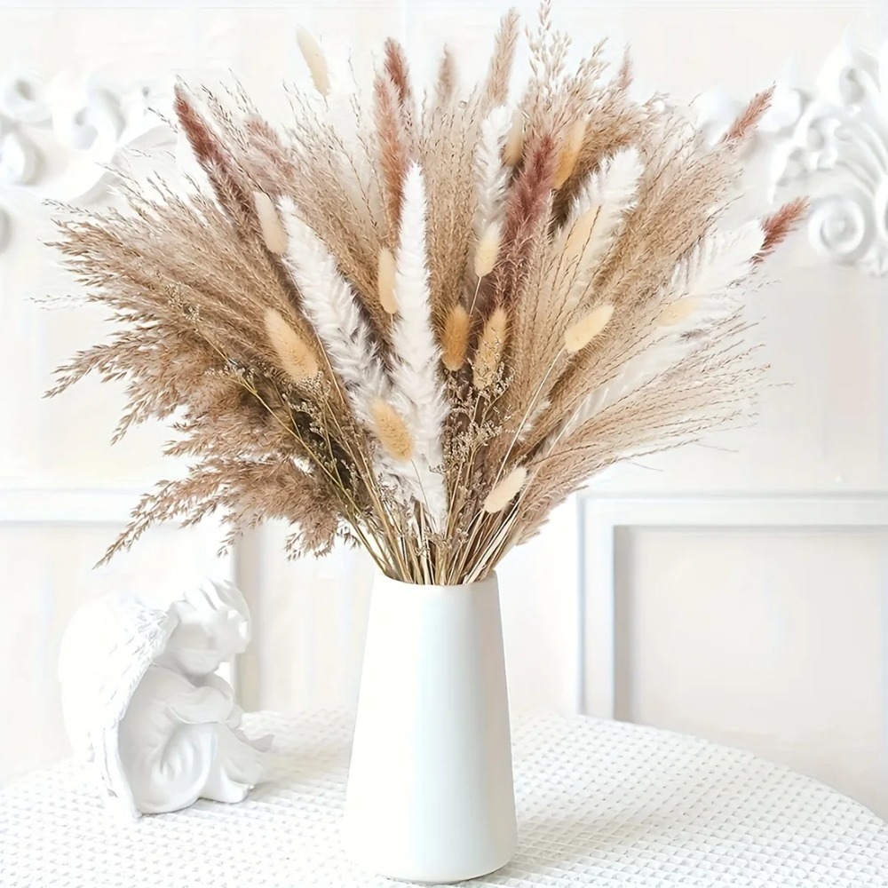 80 ชิ้นดอกไม้แห้งธรรมชาติช่อดอ - Pampas Grass Decor บทวิจารณ์และราคา