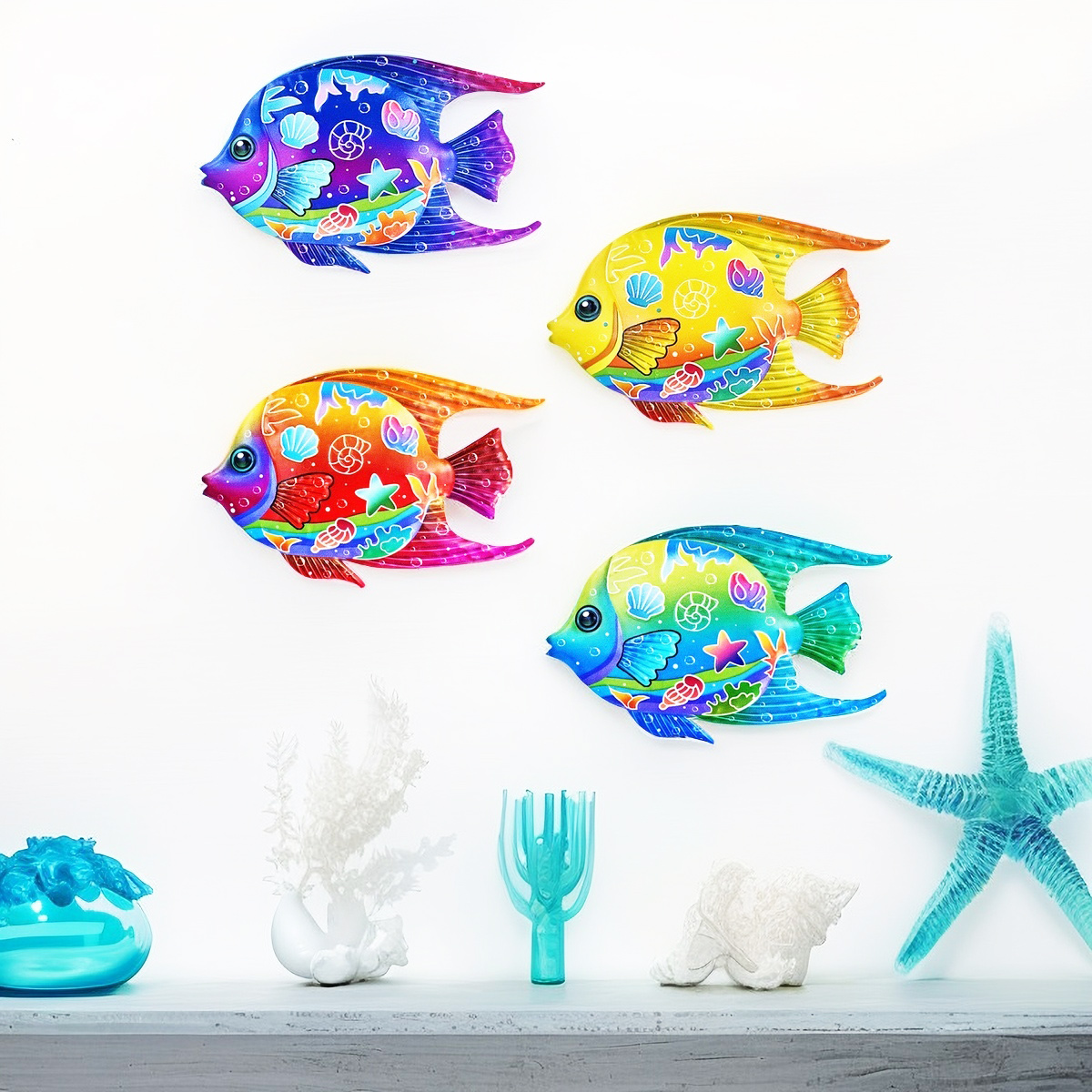 สะดุดตาโลหะOcean Fish Wall Dec - Home Decor Quirky บทวิจารณ์และราคา