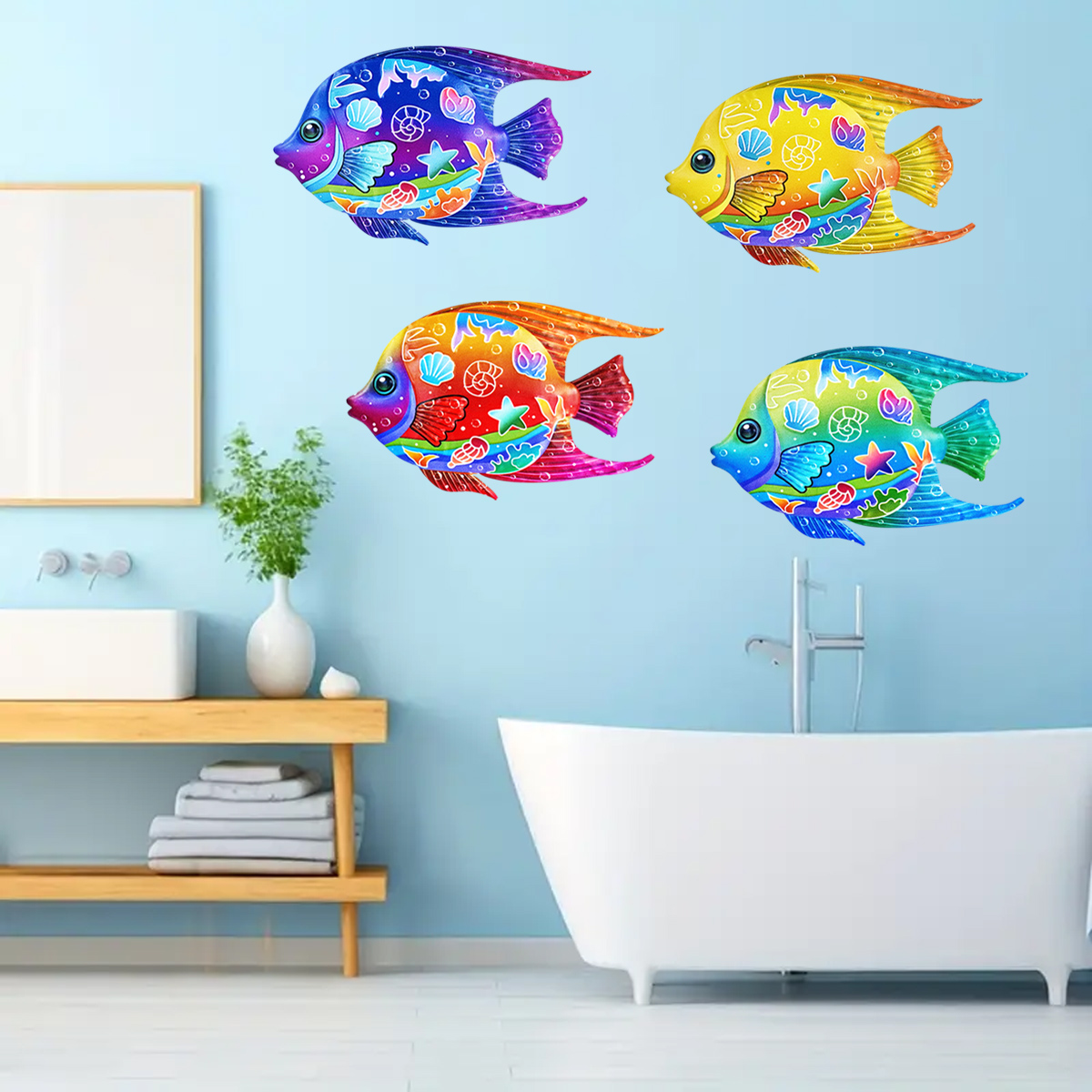 สะดุดตาโลหะOcean Fish Wall Dec - Home Decor Quirky บทวิจารณ์และราคา