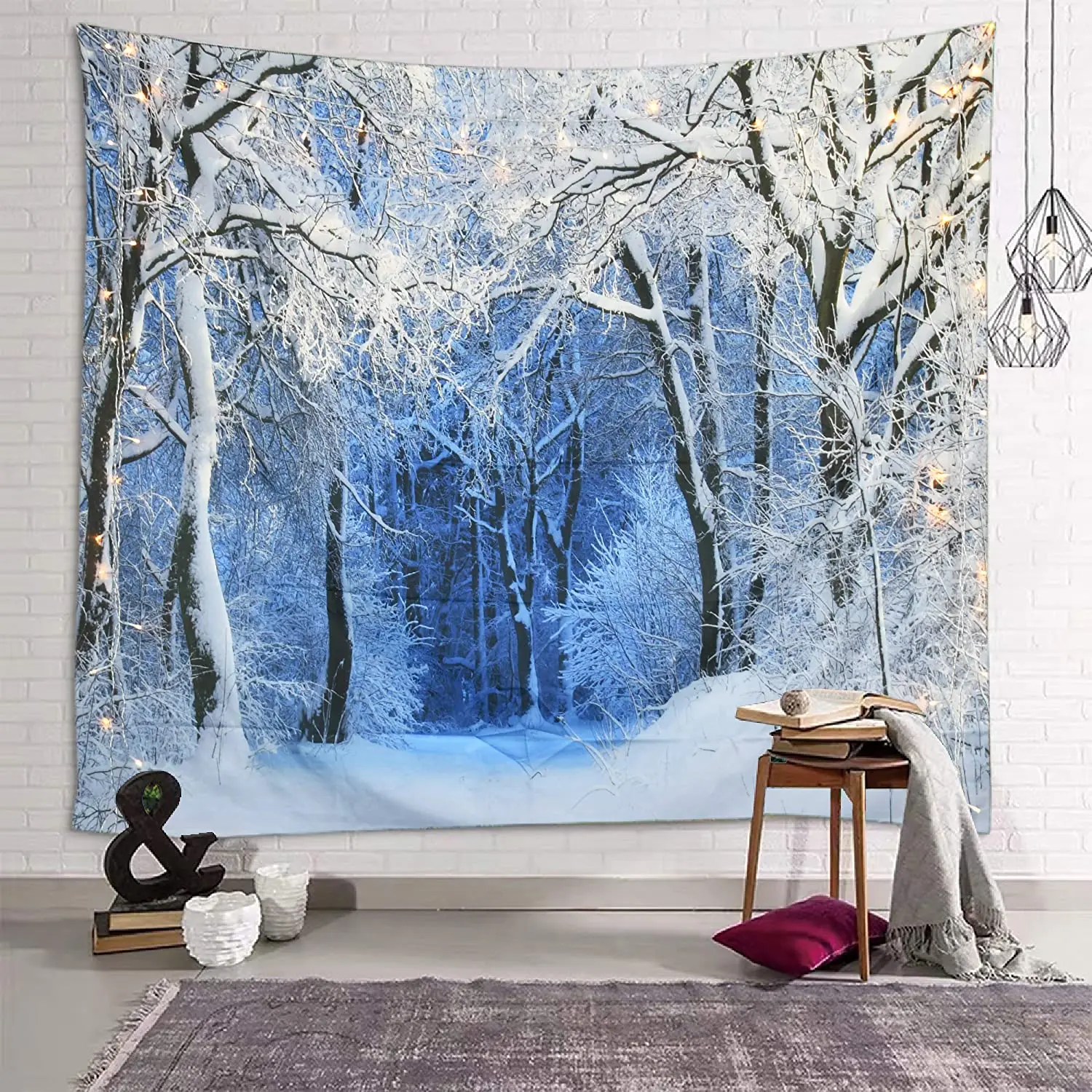 พรมติดผนังลายป่าสีขาวธรรมชาติส - Home Decor Yoga บทวิจารณ์และราคา