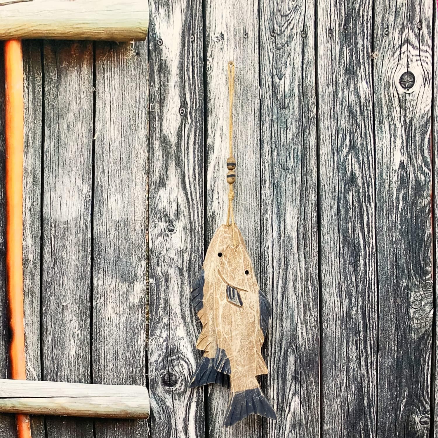 งานแกะสลักไม้รูปปลาโบราณ ตกแต่ - Home Decor Nautical บทวิจารณ์และราคา