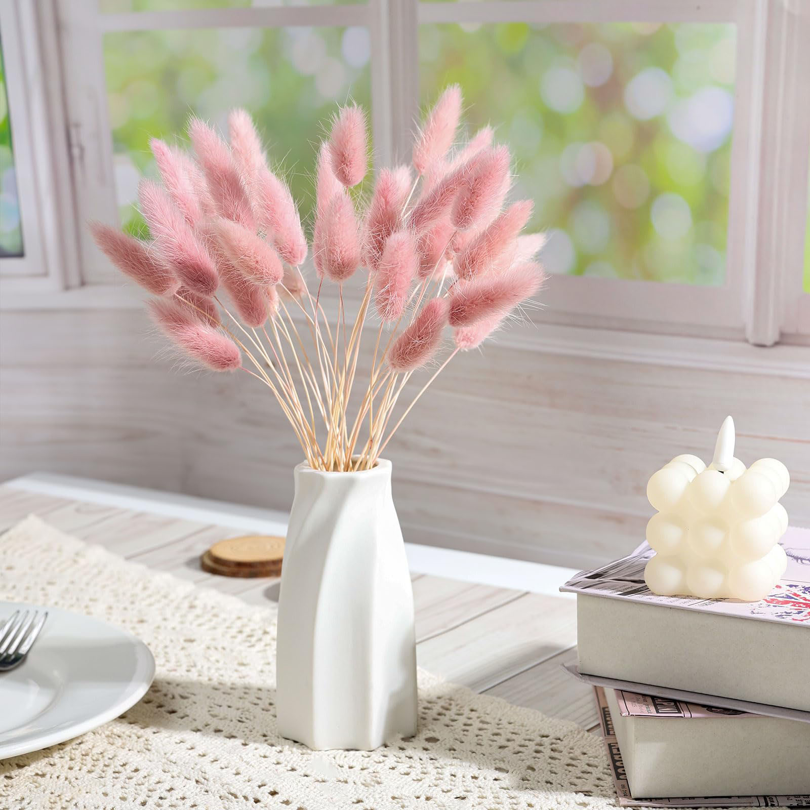 หญ้าแพมพัสแห้งสีชมพู 120 ก้าน  - Pampas Grass Decor บทวิจารณ์และราคา