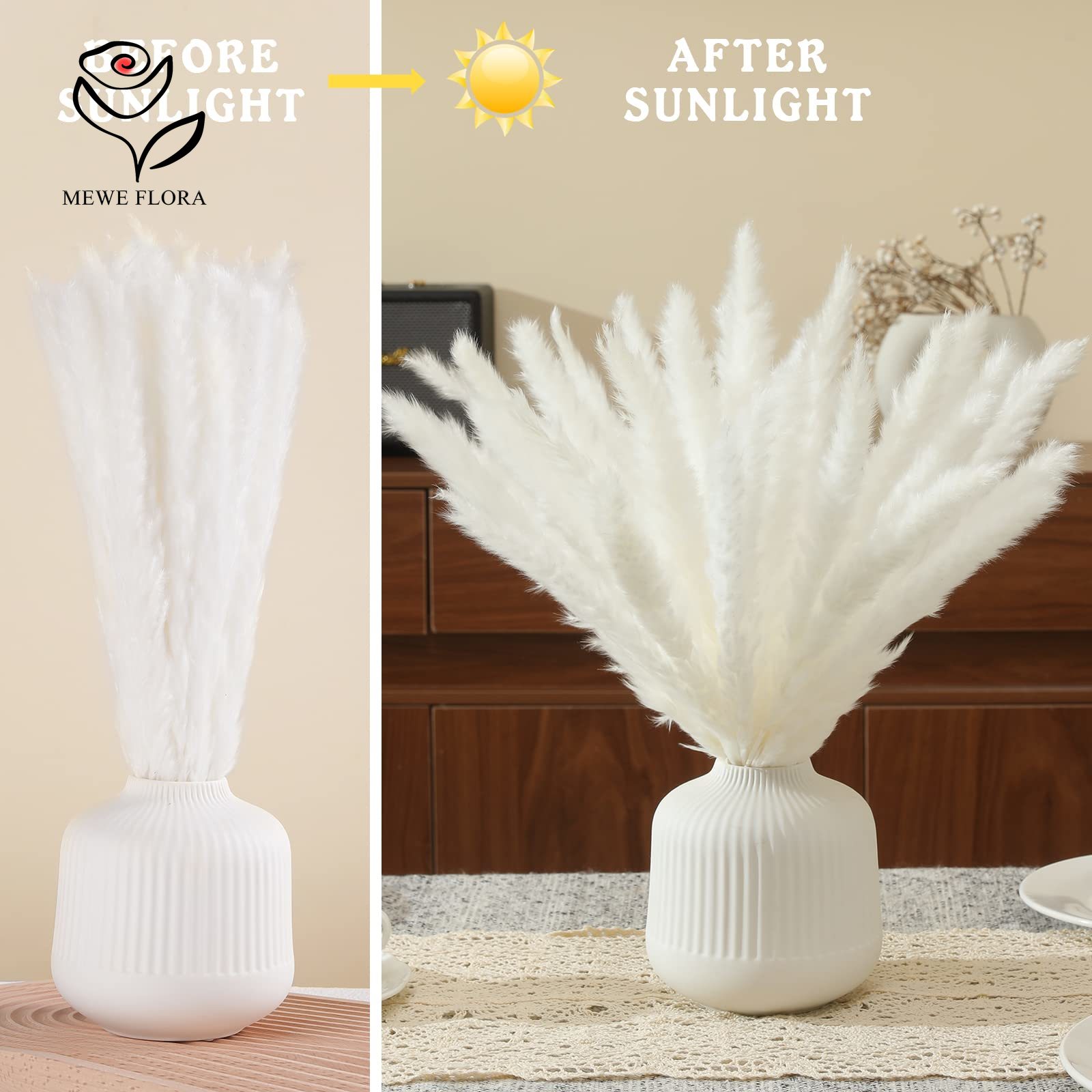 ดอกไม้แห้งธรรมชาติ 18 ก้าน ช่อ - Pampas Grass Decor บทวิจารณ์และราคา