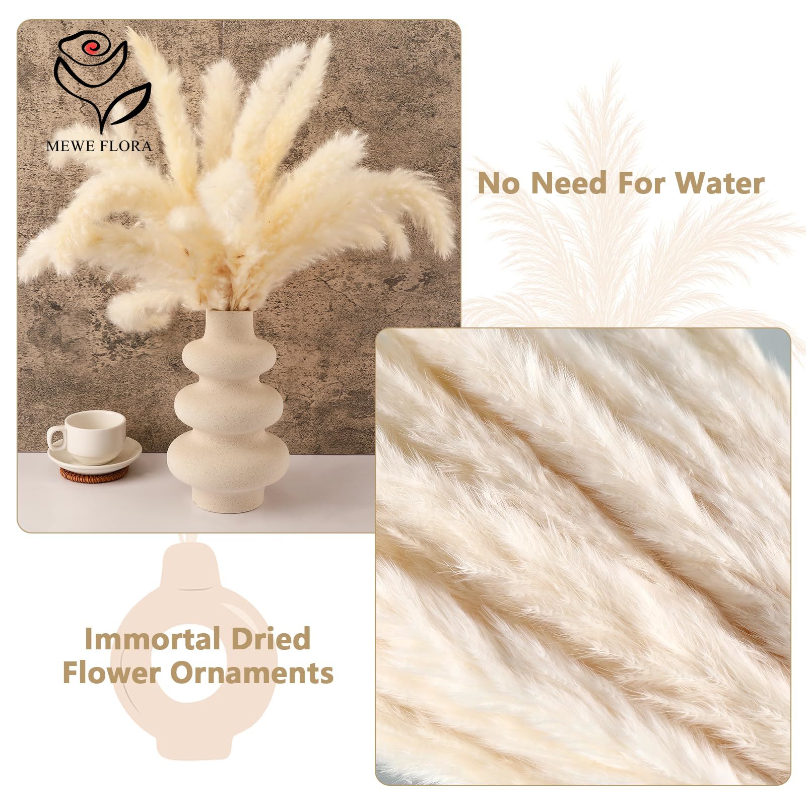 ดอกไม้แห้งธรรมชาติ 18 ก้าน ช่อ - Pampas Grass Decor บทวิจารณ์และราคา