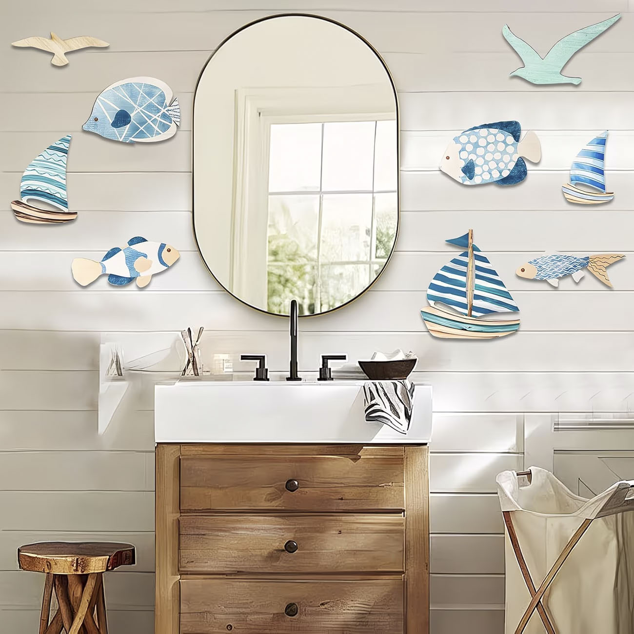 ชุดตกแต่งผนังไม้รูปปลาเขตร้อน  - Home Decor Nautical บทวิจารณ์และราคา