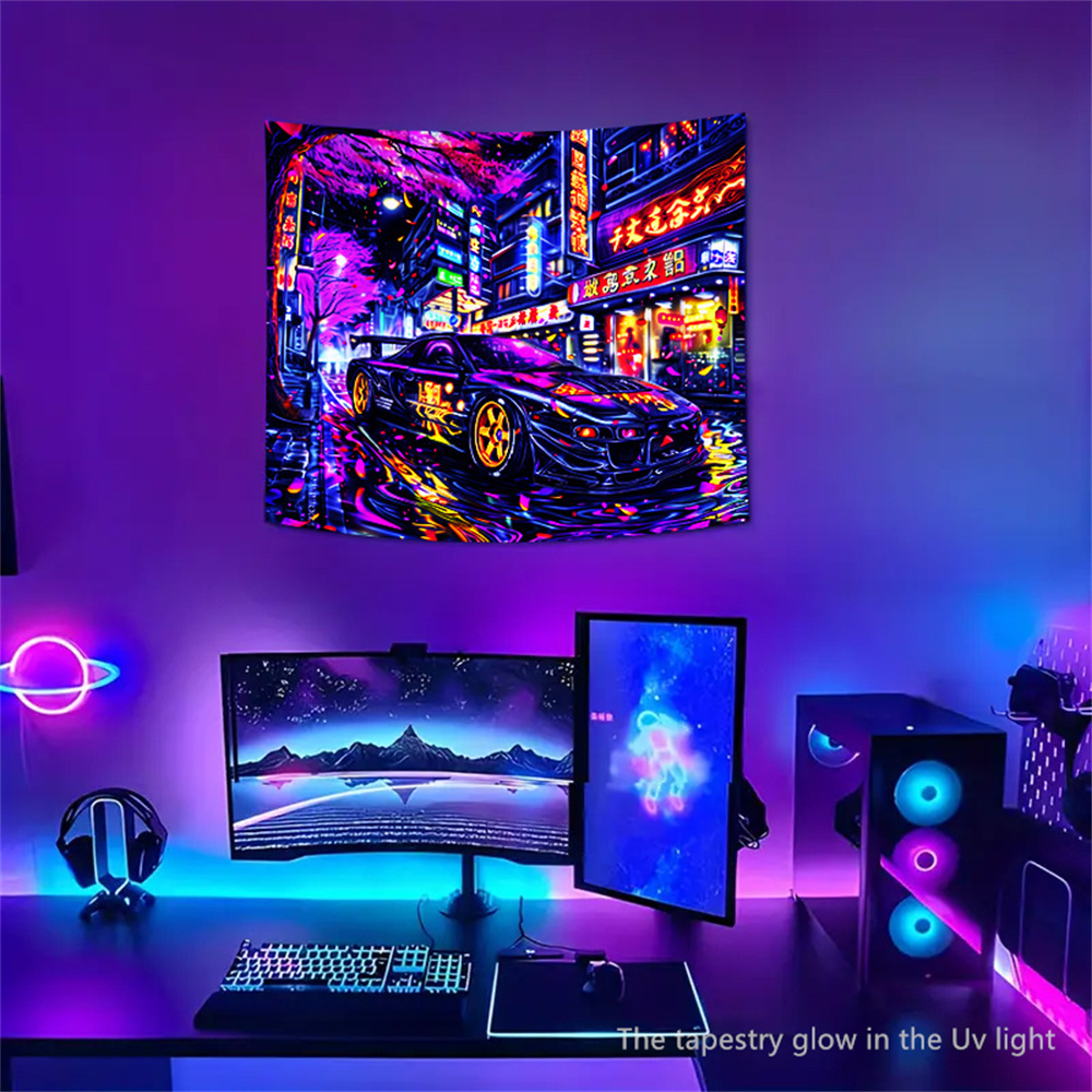Racing UV Blacklight Fluoresce - Aesthetic Tapestry บทวิจารณ์และราคา